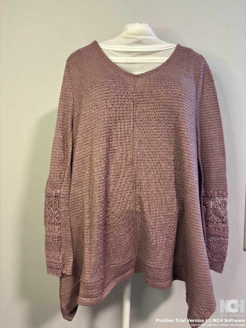Long Sleeve Tunic Blouse With Uneven Bottom; Embroidery On Sleeve